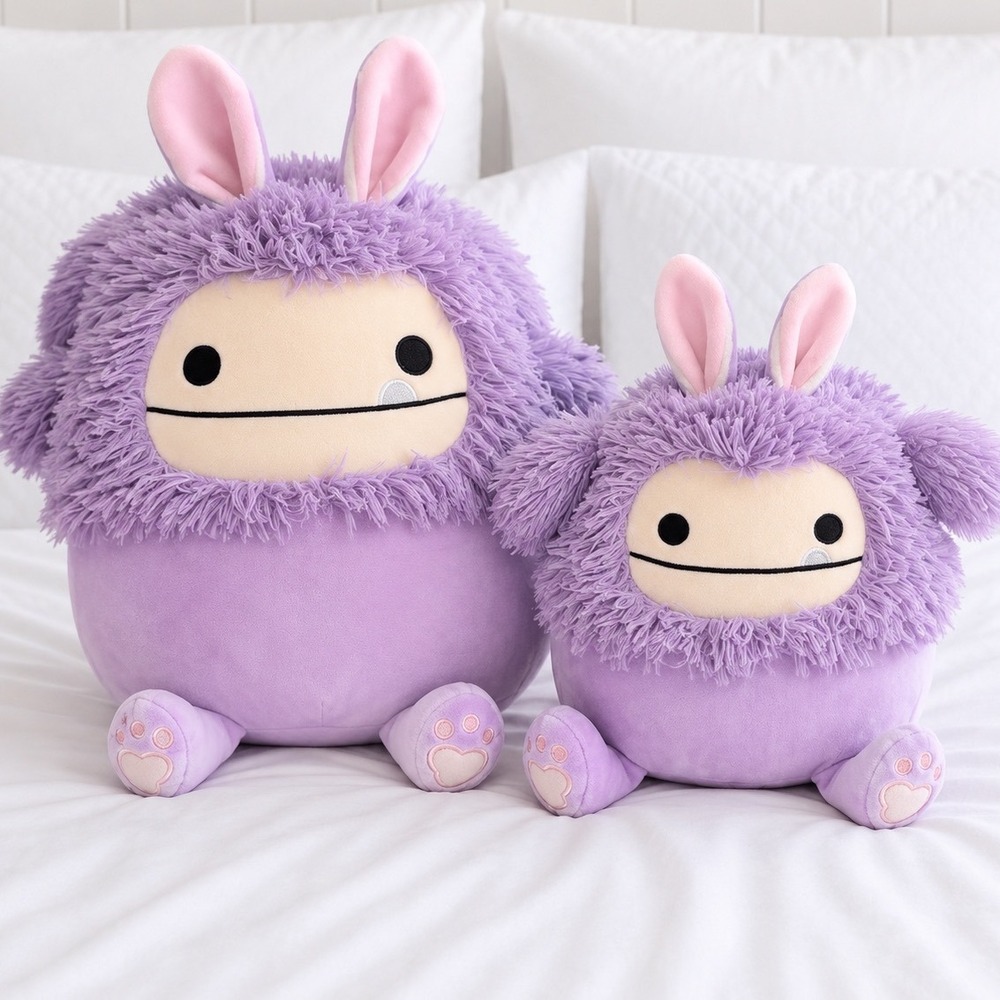 Squishmallows Bigfoot Eden Purple Bunny‎ Ears Plush Set 2 NWOT